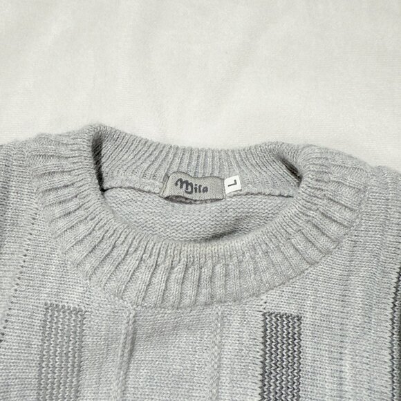 Mila Men's Pullover Sweater Large Gray Geometric Pattern - Picture 6 of 7